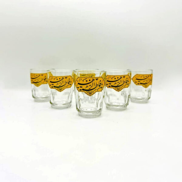 استکان ذکردار مدل عینکی سایز کوچک طرح یا فاطمه الزهرا بسته 6 عددی