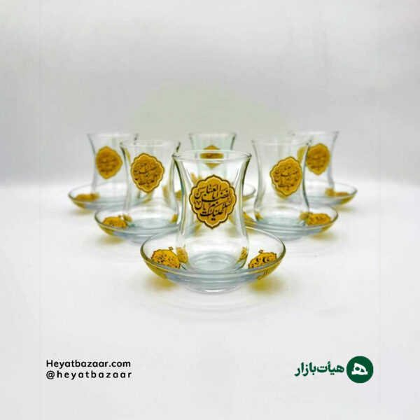 استکان کمر باریک و نعلبکی طرح السلام علیک یا ابالفضل العباس بسته 6 عددی
