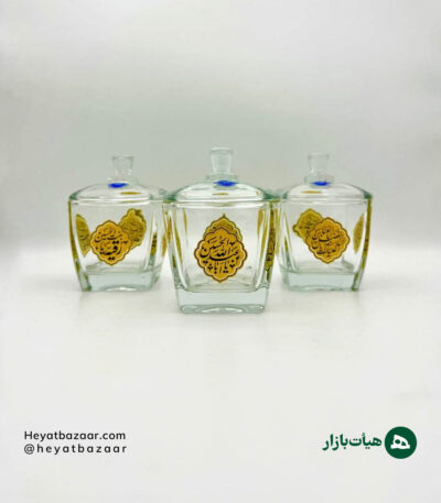 قندان هیئتی طرح : 3 ذکر اباعبدالله الحسین (ع) ابالفضل العباس رقیه بنت الحسین(س) (هر سه ذکر روی قندان چاپ شده)