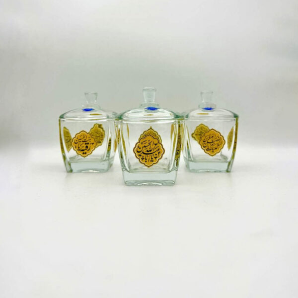 قندان هیئتی طرح : 3 ذکر اباعبدالله الحسین (ع) ابالفضل العباس رقیه بنت الحسین(س) (هر سه ذکر روی قندان چاپ شده)