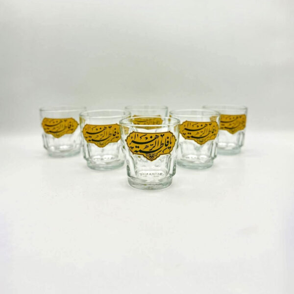 استکان ذکردار مدل عینکی طرح یا فاطمه الزهرا بسته 6 عددی